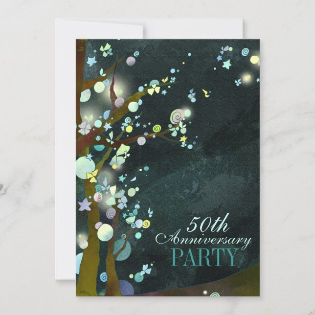 Whimsical Night 50th Anniversary Party Invitation (Front)