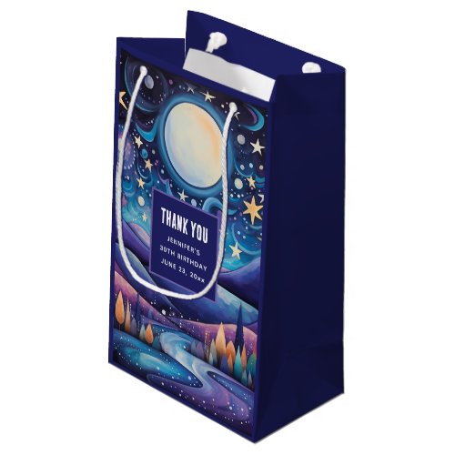 Whimsical Night Big Moon Landscape Thank You Small Gift Bag