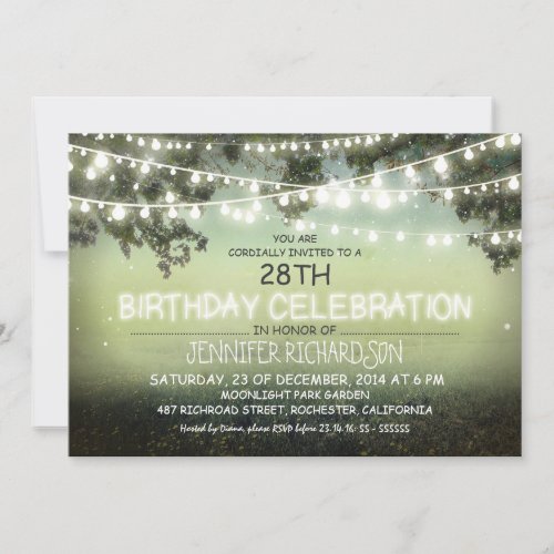whimsical night &amp; garden lights birthday invites