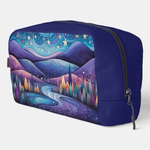Whimsical Night _ River Trees and Mountains Dopp Kit
