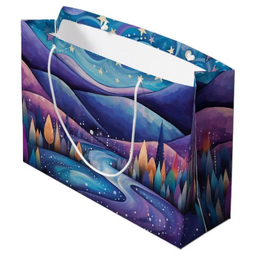 Whimsical Night _ River Trees Mountains Large Gift Bag