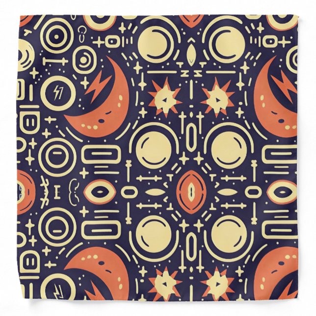 Whimsical Night Sky - Colorful Pattern Design Bandana (Front)