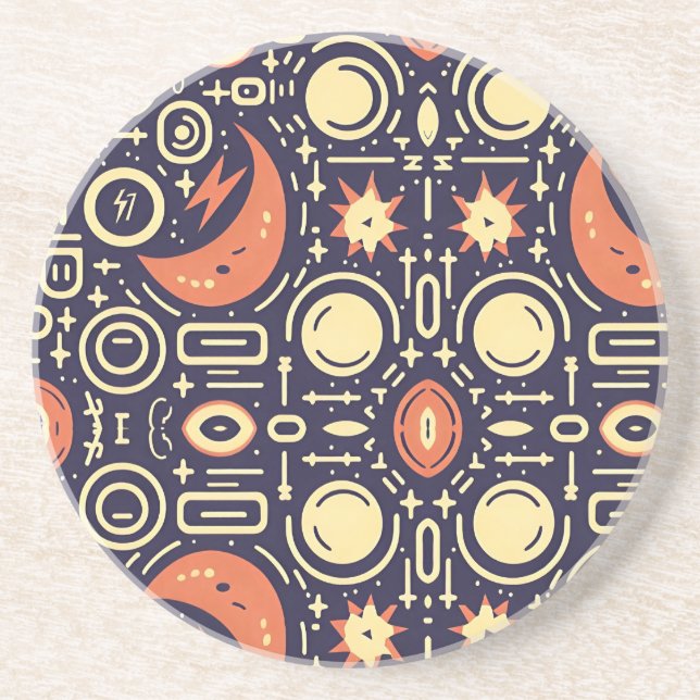 Whimsical Night Sky - Colorful Pattern Design Coaster (Front)