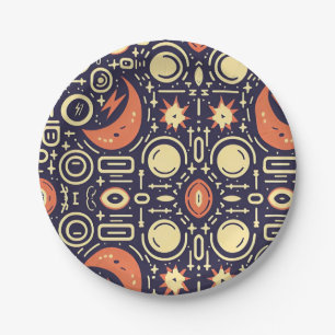 Whimsical Night Sky - Colorful Pattern Design Paper Plates