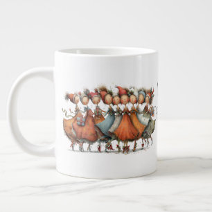Whimsical Nine Ladies Dancing 12 Days of Christmas Giant Coffee Mug