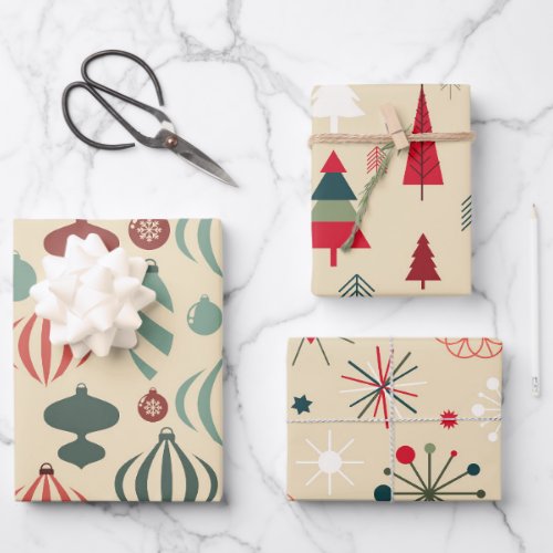 Whimsical Nordic Christmas Ornaments Wrapping Paper Sheets