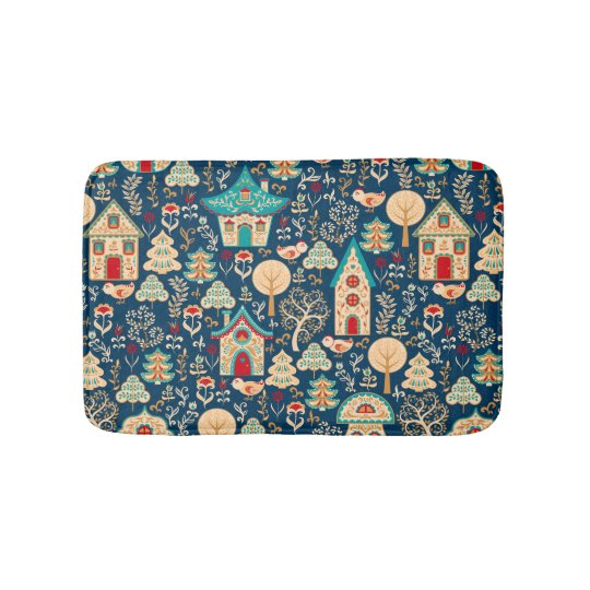 Whimsical Nordic Houses Scandinavian Bath Mat