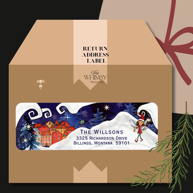 Whimsical Nordic Village & Winter Fairy Address Label (Whimsical Nordic Village & Winter Fairy Address Label)