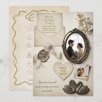 Whimsical & Nostalgic Romance With Timeline Invitation
