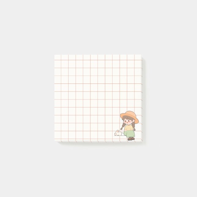 Whimsical Notebook Girl Art Collection Post-it Notes (Front)
