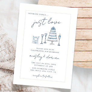 Whimsical Nothing Fancy Just Love Wedding Doodle Invitation