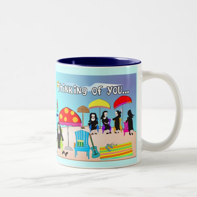 Whimsical Nun Art Gifts & Cards Two-Tone Coffee Mug (Right)