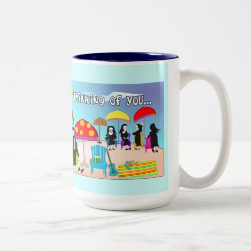 Whimsical Nun Art Gifts  Cards Two_Tone Coffee Mug