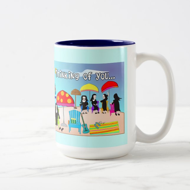 Whimsical Nun Art Gifts & Cards Two-Tone Coffee Mug (Right)