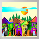 Whimsical Nuns Art "The Gathering" Poster<br><div class="desc">Whimsical nun art,  "The Gathering",  nuns outdoors on a bright and sunny day.  Bold colors,  artist drawn Catholic art.</div>