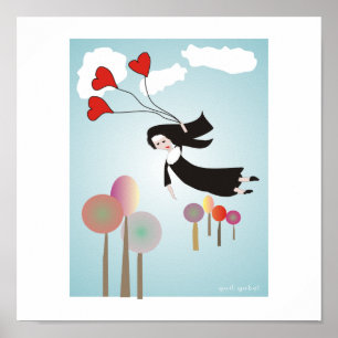 Whimsical Nuns "Soaring Nun" Art Poster