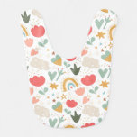 Whimsical Nursery Pattern with Clouds and Stars Baby Bib