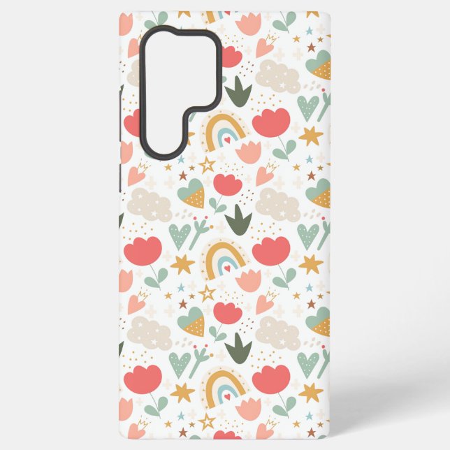 Whimsical Nursery Pattern with Clouds and Stars Samsung Galaxy Case (Back)