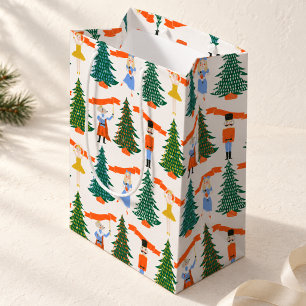 Whimsical Nutcracker Ballet Christmas Trees Medium Gift Bag