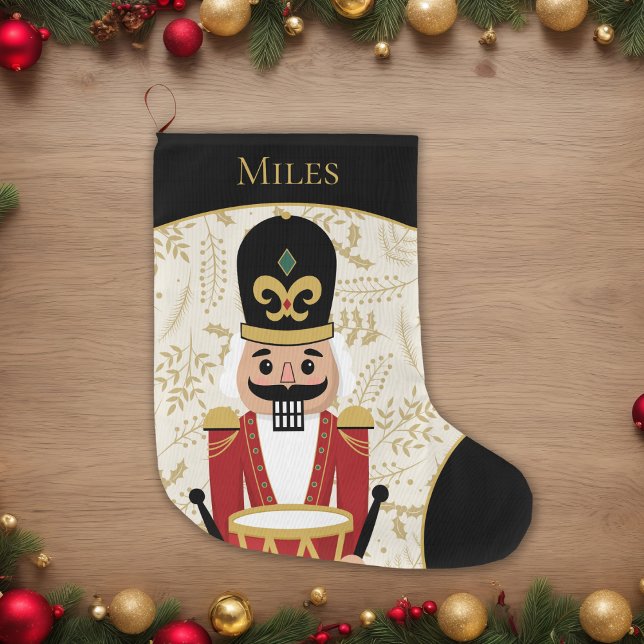 Whimsical Nutcracker Black and Beige Large Christmas Stocking (Creator Uploaded)