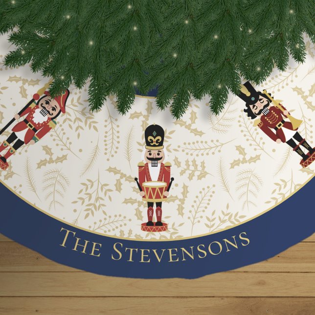 Whimsical Nutcracker Blue and Beige Christmas Brushed Polyester Tree Skirt (Creator Uploaded)