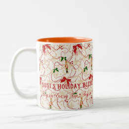 Whimsical Nutcracker Candy Cane Holiday Blend Name Two-Tone Coffee Mug