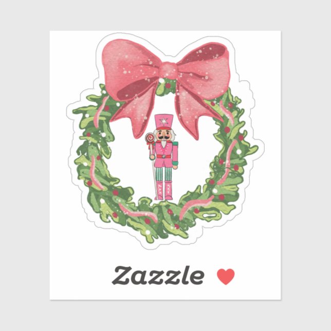 Whimsical Nutcracker Christmas Wreath Sticker (Sheet)