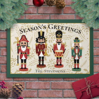 Whimsical Nutcracker Green and Beige Doormat