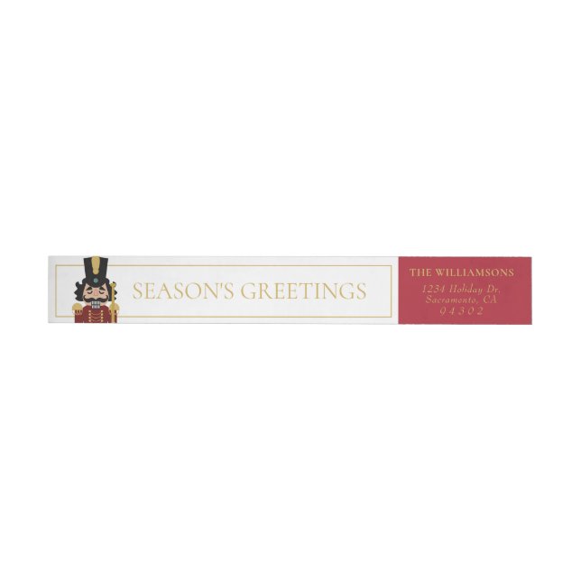 Whimsical Nutcracker in Red Wrap Around Address Label (Individual)