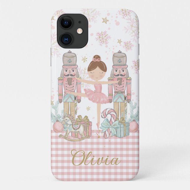 Whimsical Nutcracker Pastel Pink Christmas Ballet Case-Mate iPhone Case (Back)