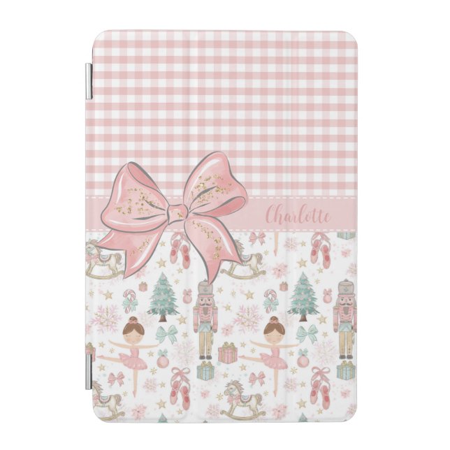 Whimsical Nutcracker Pastel Pink Christmas Ballet  iPad Mini Cover (Front)