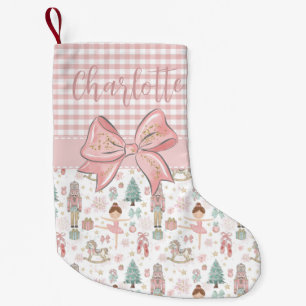 Whimsical Nutcracker Pastel Pink Christmas Ballet Small Christmas Stocking