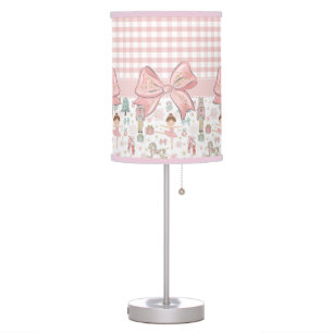 Whimsical Nutcracker Pastel Pink Christmas Ballet Table Lamp
