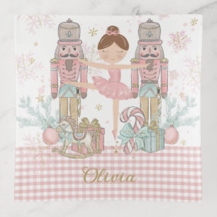 Whimsical Nutcracker Pastel Pink Christmas Ballet  Trinket Tray