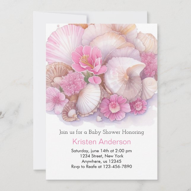 Whimsical Ocean Boho Bliss Girl Baby Shower Invitation (Front)