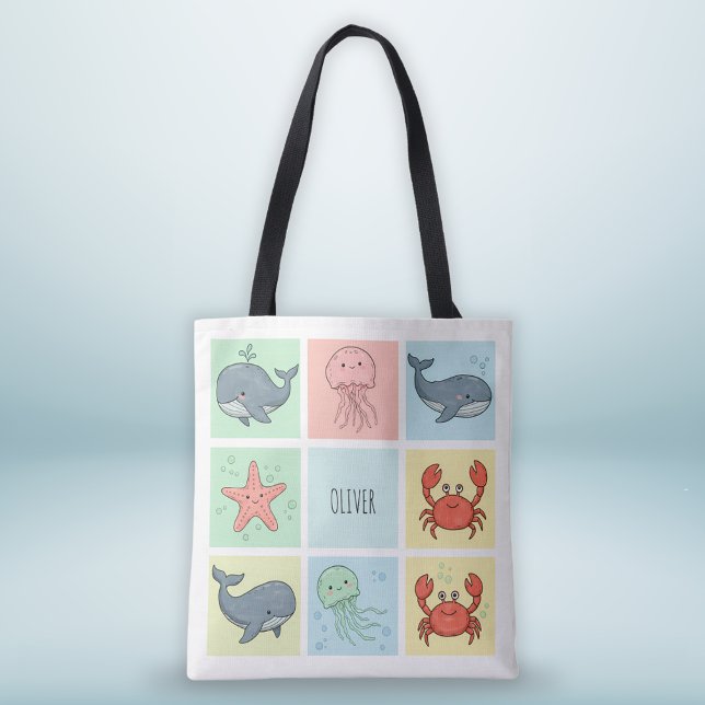 Whimsical Ocean Friends Doodles Tote Bag (Creator Uploaded)