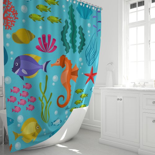 Whimsical Ocean Life Shower Curtain