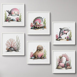Whimsical Ocean Nursery Wall Art Peel And Stick Photo Tile