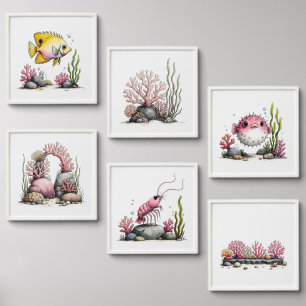Whimsical Ocean Nursery Wall Art Peel And Stick Photo Tile