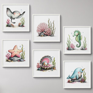 Whimsical Ocean Nursery Wall Art Peel And Stick Photo Tile