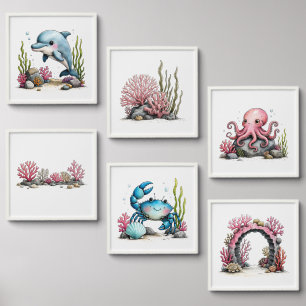 Whimsical Ocean Nursery Wall Art Peel And Stick Photo Tile