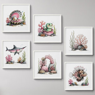 Whimsical Ocean Nursery Wall Art Peel And Stick Photo Tile