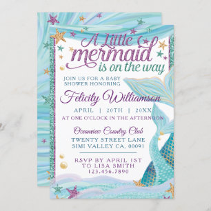 Whimsical Ocean Sea Mermaid Baby Shower Invitation