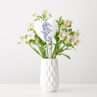 Whimsical Ocean Seahorse Botanical Flowers Balloon