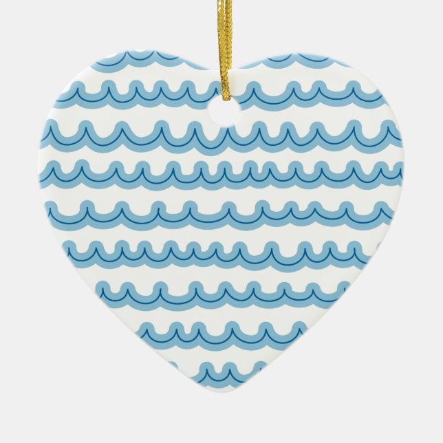 Whimsical Ocean Waves Ceramic Ornament (Front)