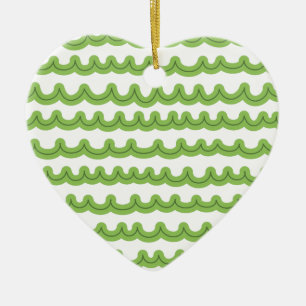 Whimsical Ocean Waves Green Ceramic Ornament
