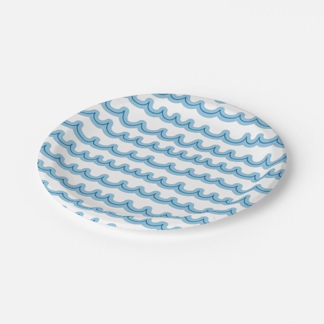 Whimsical Ocean Waves Paper Plates (Angled)