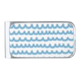Whimsical Ocean Waves Silver Finish Money Clip