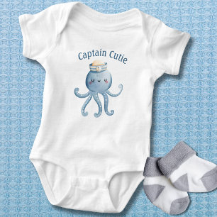 Whimsical Octopus Captain Cutie Baby Bodysuit