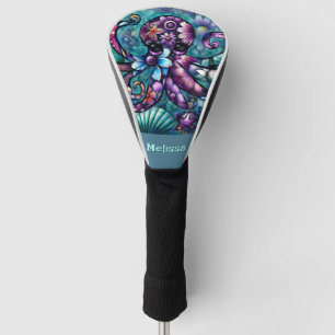 Whimsical Octopus Floral Teal Coastal Personalized Golf Head Cover